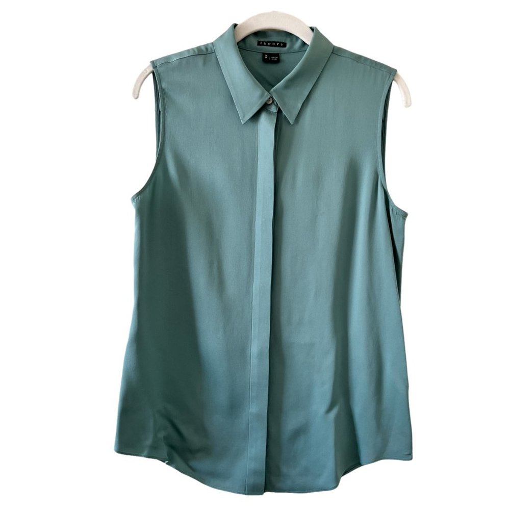 THEORY Silk Sleeveless Button Down Blouse Size M